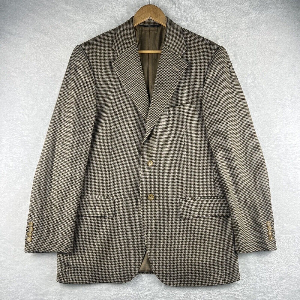 Polo Ralph Lauren Houndstooth Blue Label Italy 3 Button Blazer Sport Coat 50R